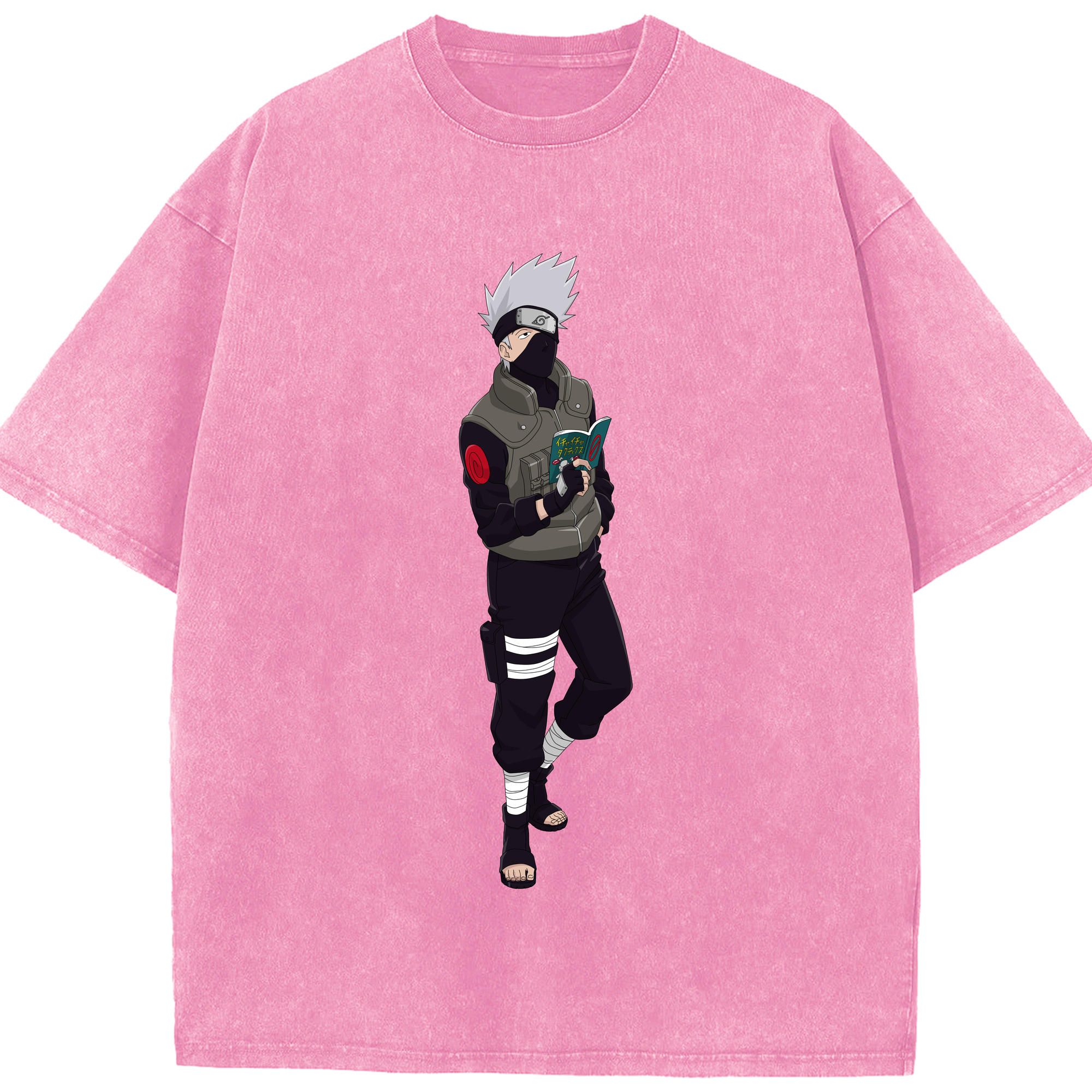 （画像用） NARUTO -ナルト- はたけ カカシ Hatake Kakashi 綿100% ヴィンテージ風 半袖Tシャツ（フロントプリント）
